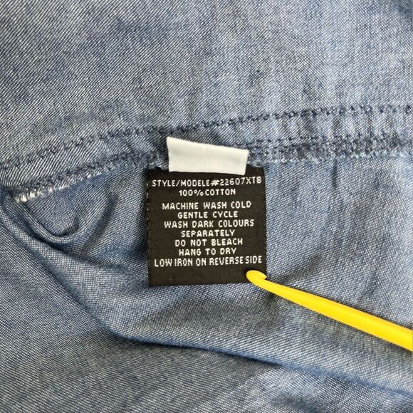 Audrey Lane Chambray Denim Popover Tunic Long Sleeve Roll Tab Cotton Women 2X - Picture 10 of 13